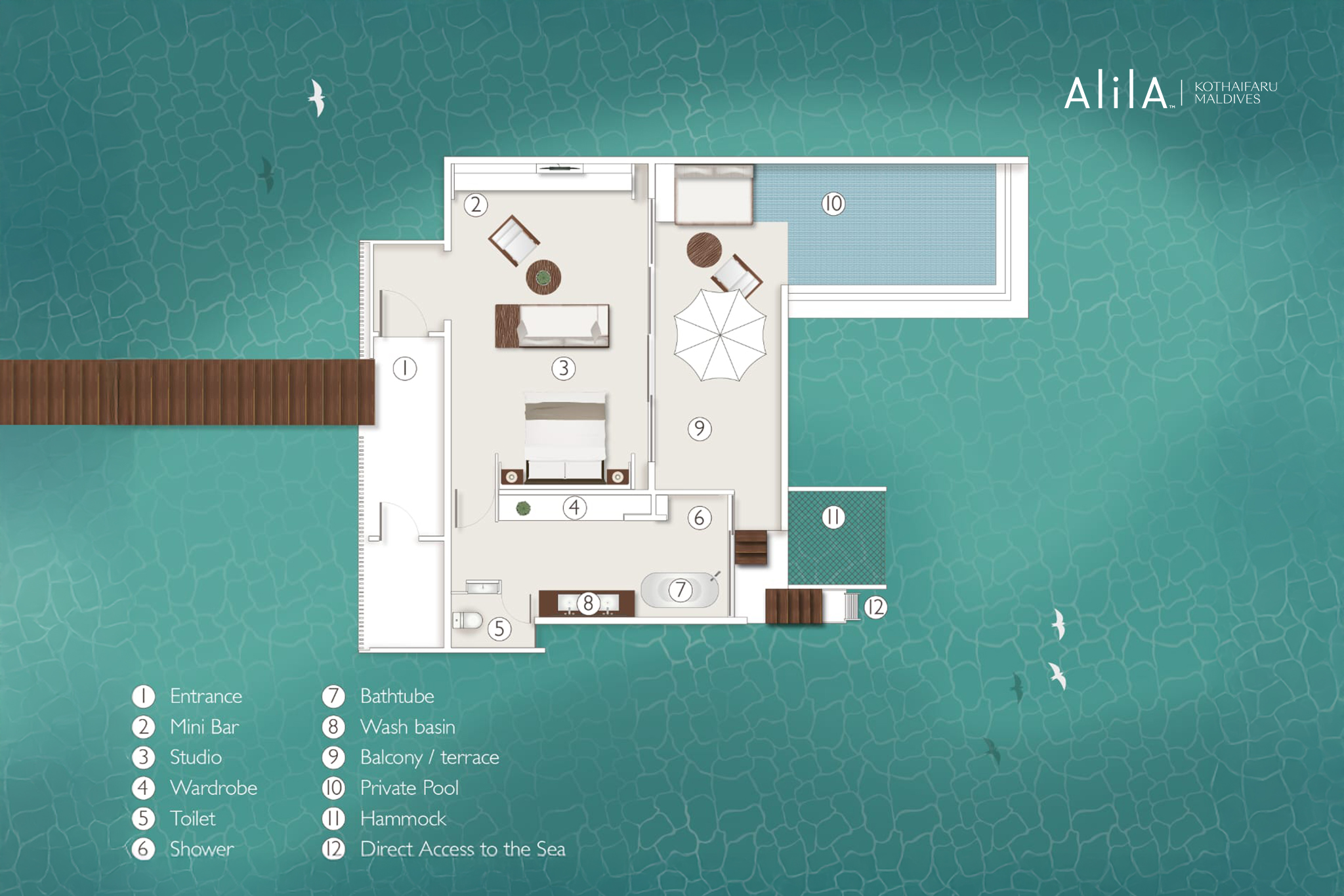 2048px X 1366px Villa Floor Map – Water Villa – Alila Alila Kothaifaru lagoon water villa plan