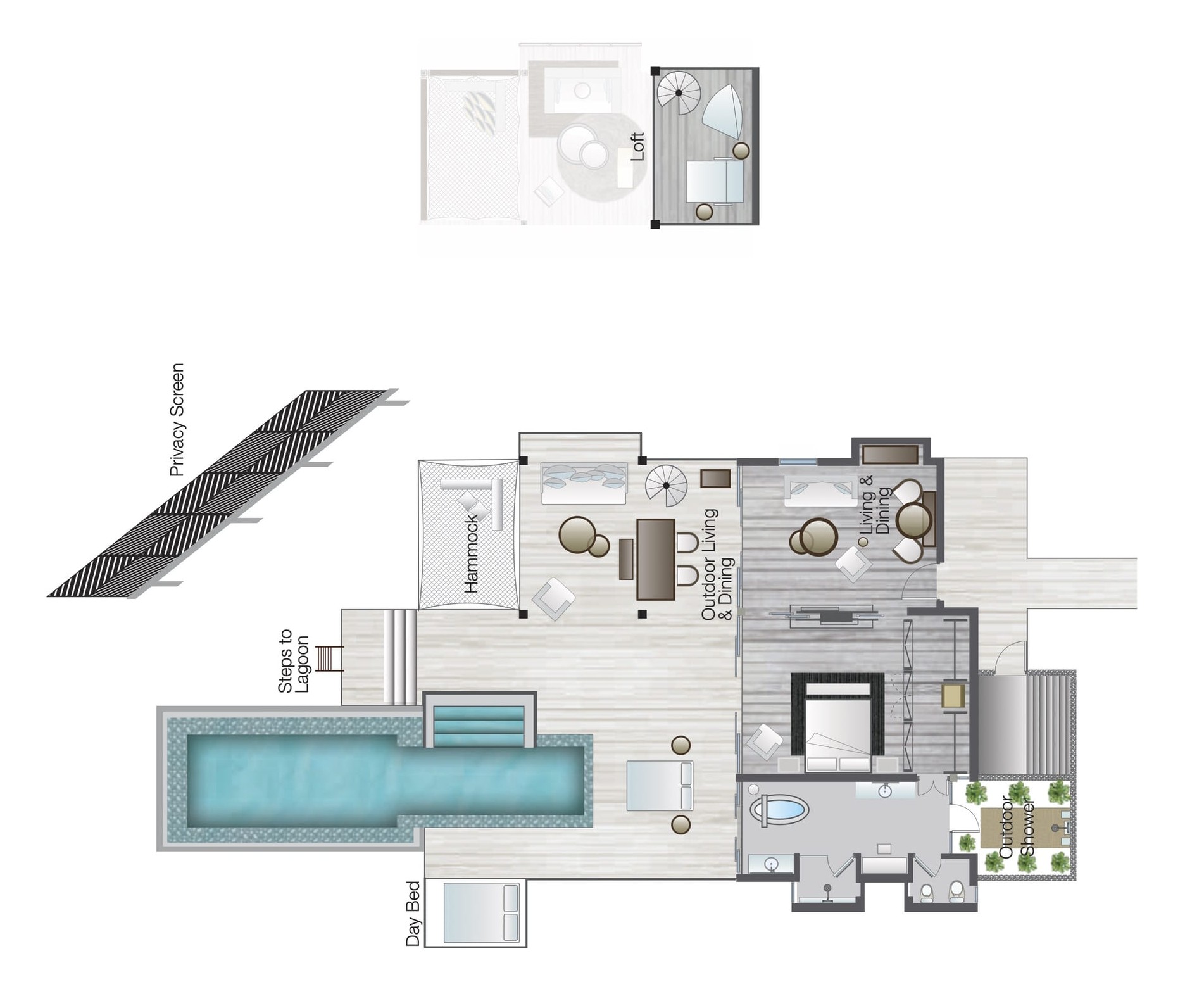 FS Landaa Giraavaru - Water Villa - Partial Sea View Floor Plan