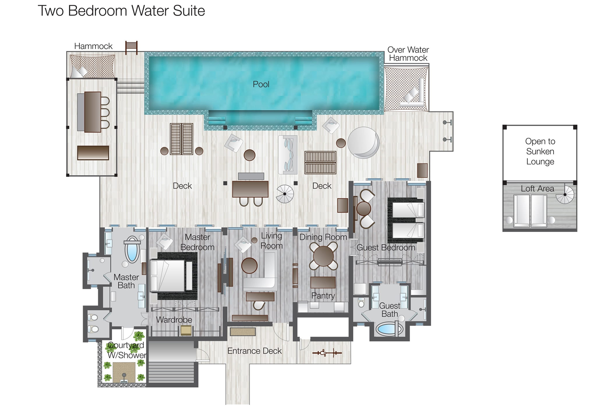 FS Landaa Giraavaru - Two Bedroom Water Suite Floor Plan