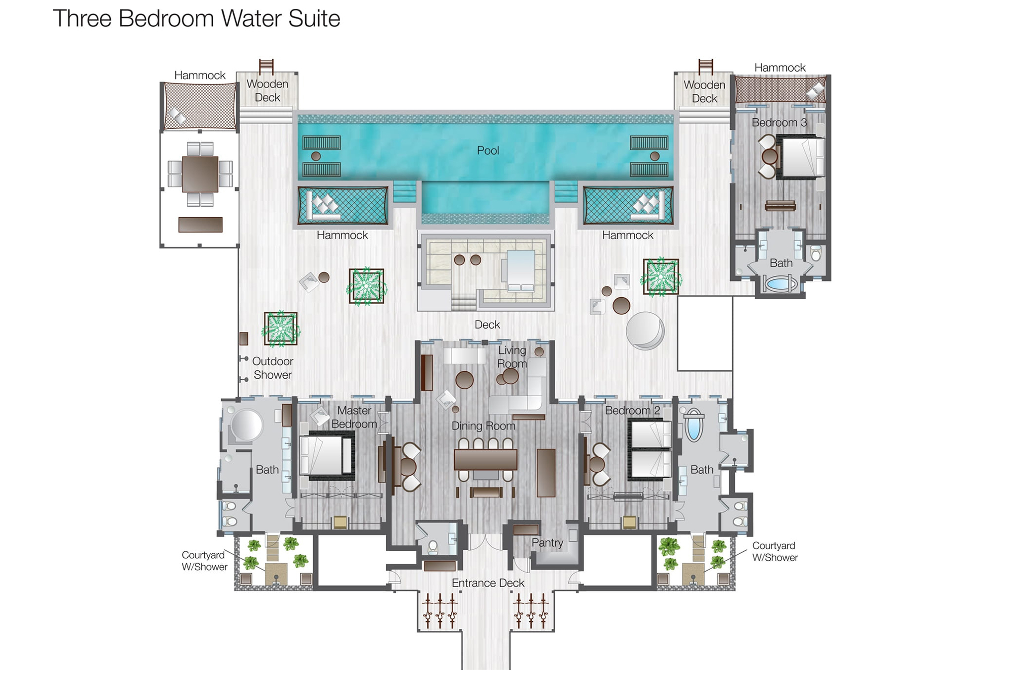 FS Landaa Giraavaru - Three-Bedroom Water Suite Floor Plan