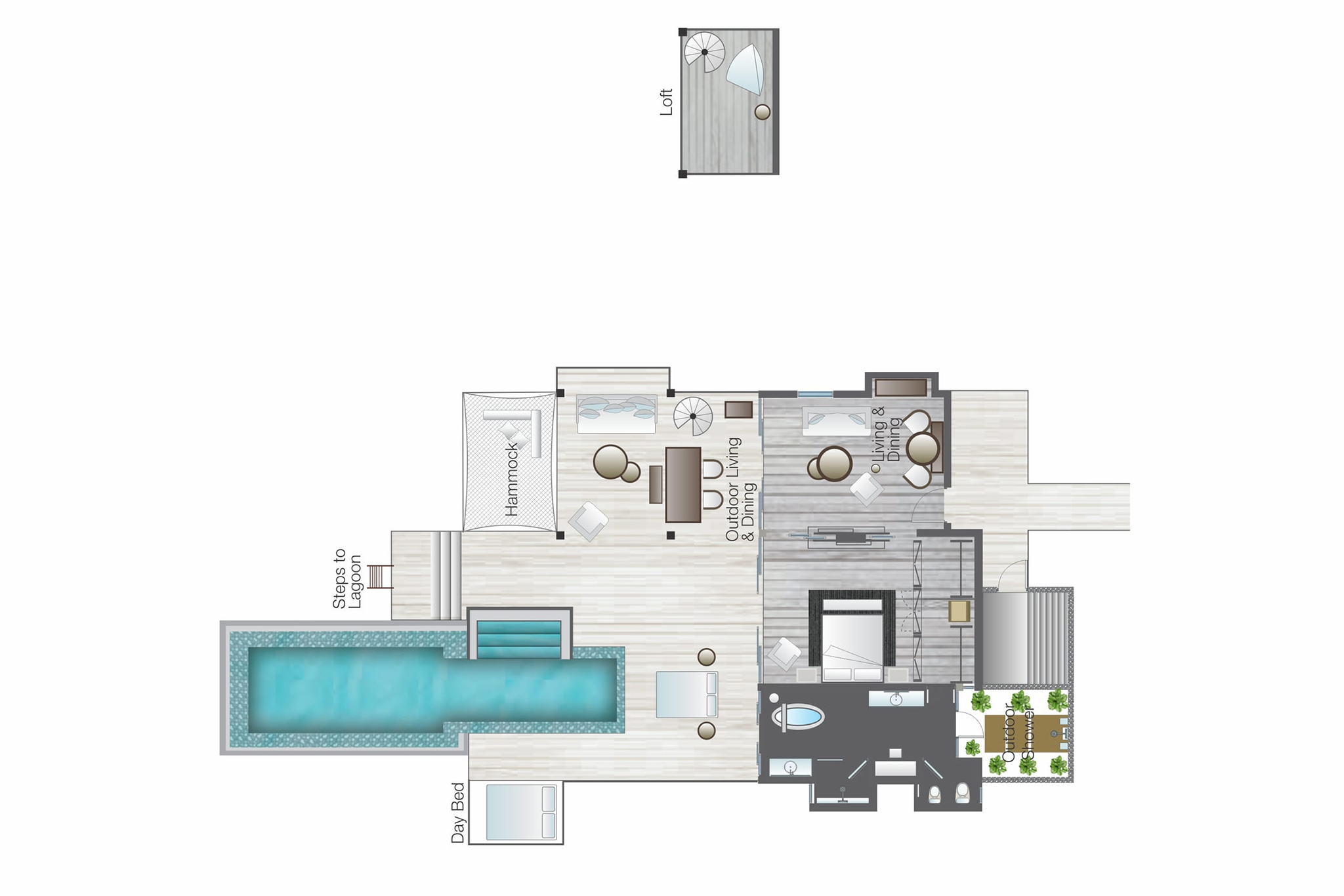 FS Landaa Giraavaru - Sunset Water Villa with Pool Floor Plan