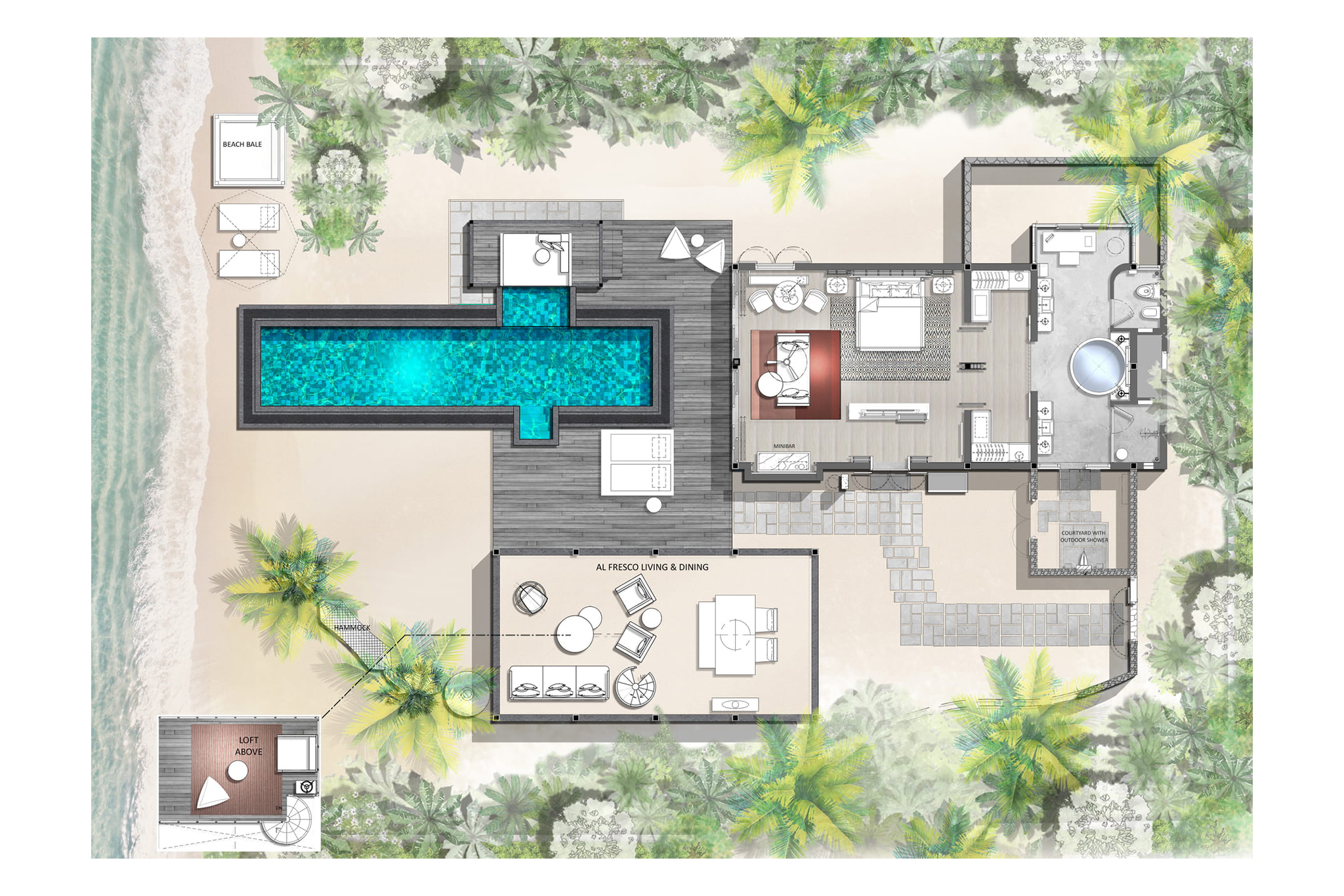 FS Landaa Giraavaru - Beach Villa with Pool Floor Plan 