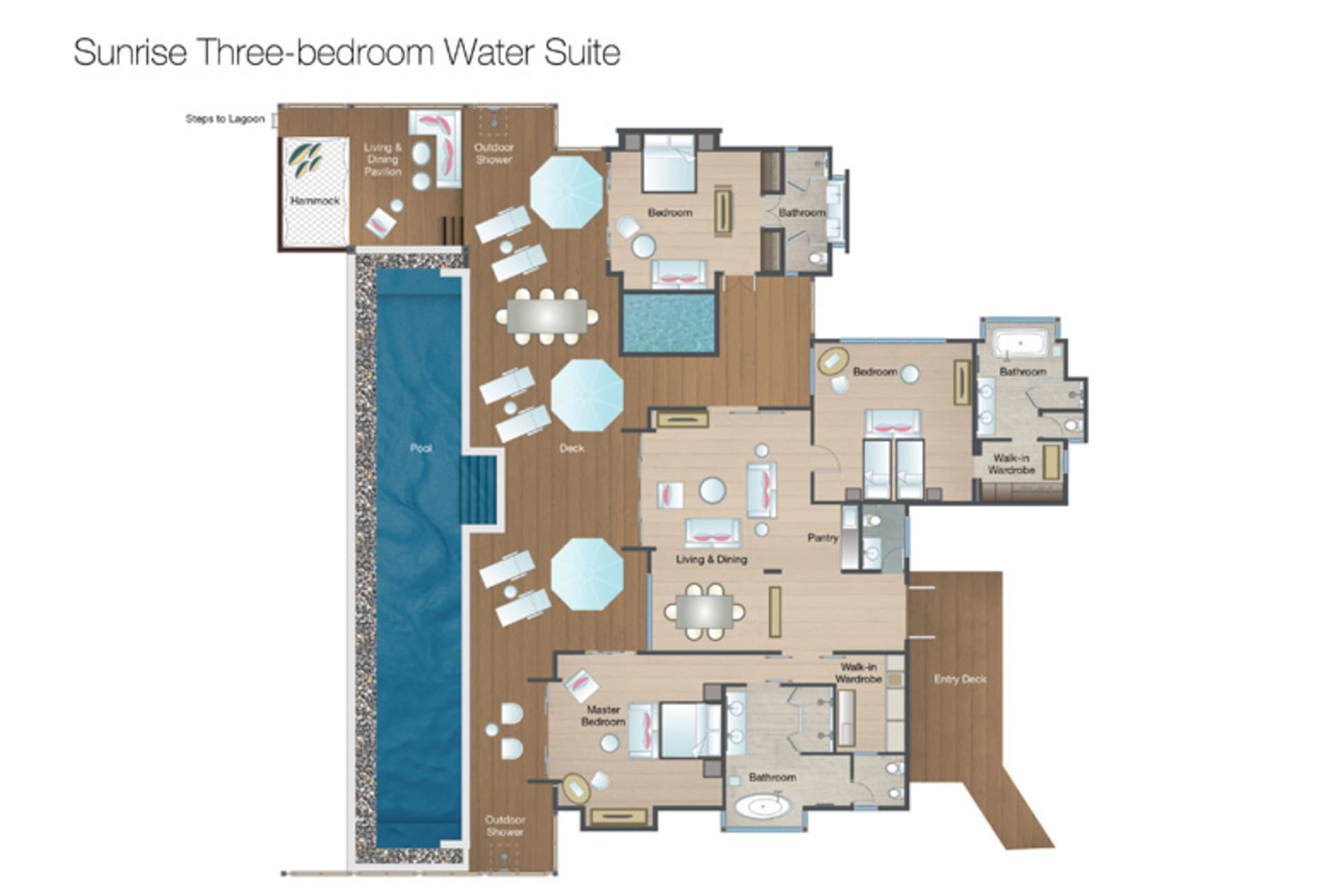 FS Kuda Huraa - Three-Bedroom Water Suite Floor Plan