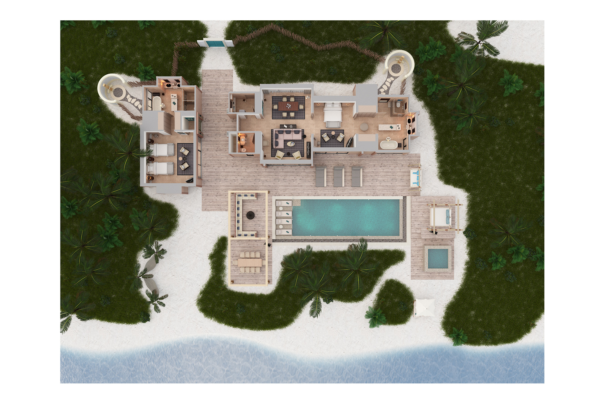 Waldorf Astoria – Two Bedroom Beach Villa with Pool – Floor Plan Waldorf Astoria - Two Bedroom Beach Villa with Pool - Floor Plan