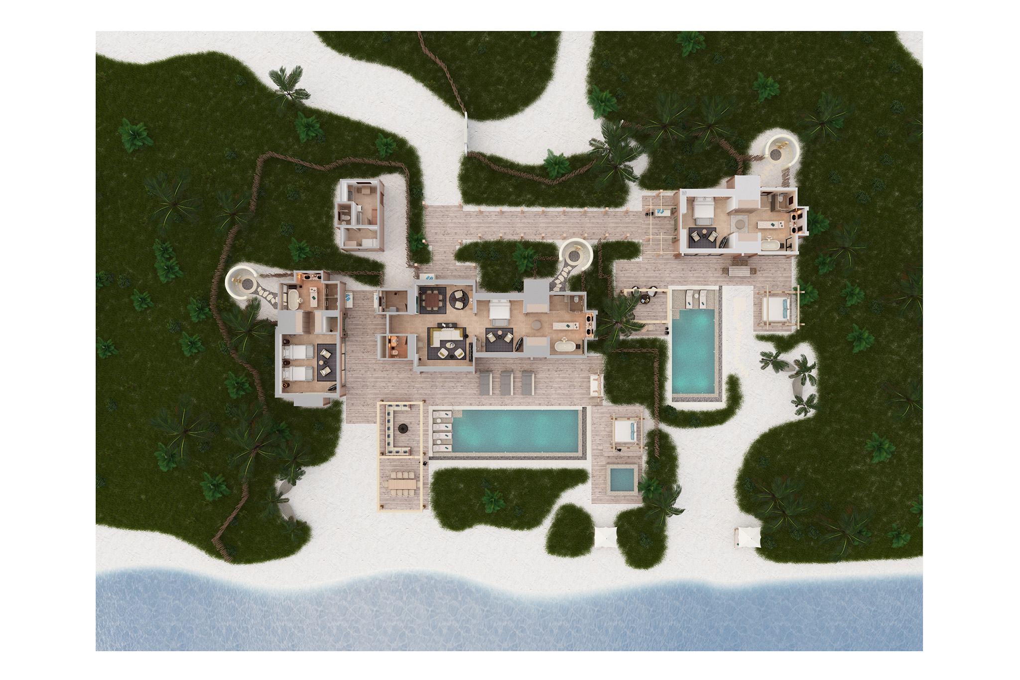 Waldorf Astoria – Three Bedroom Grand Beach Villa Pools – Floor Plan Waldorf Astoria - Three Bedroom Grand Beach Villa Pools - Floor Plan