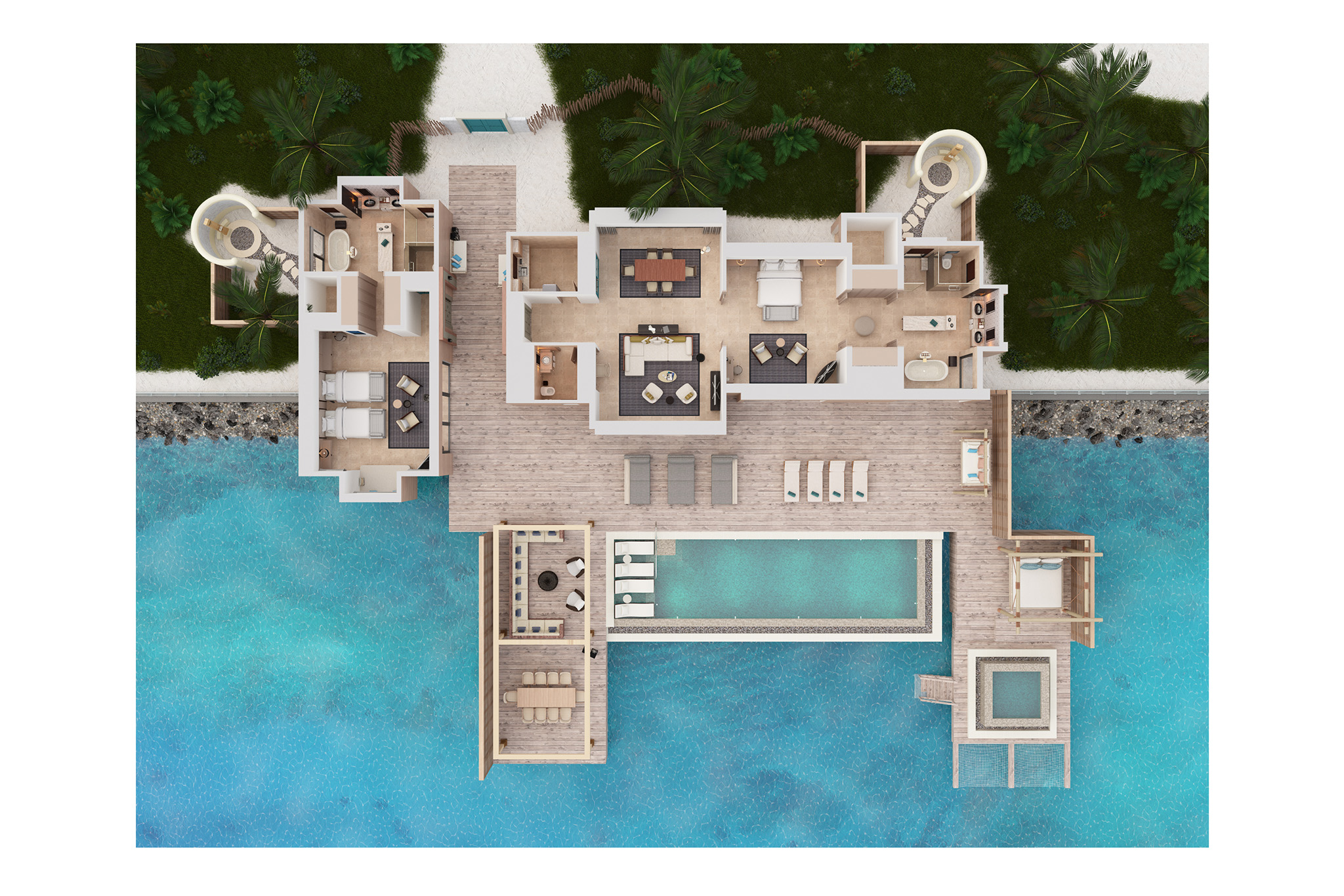 Waldorf Astoria – Two Bedroom Reef Villa with Pool – Floor Plan Waldorf Astoria - Two Bedroom Reef Villa with Pool - Floor Plan