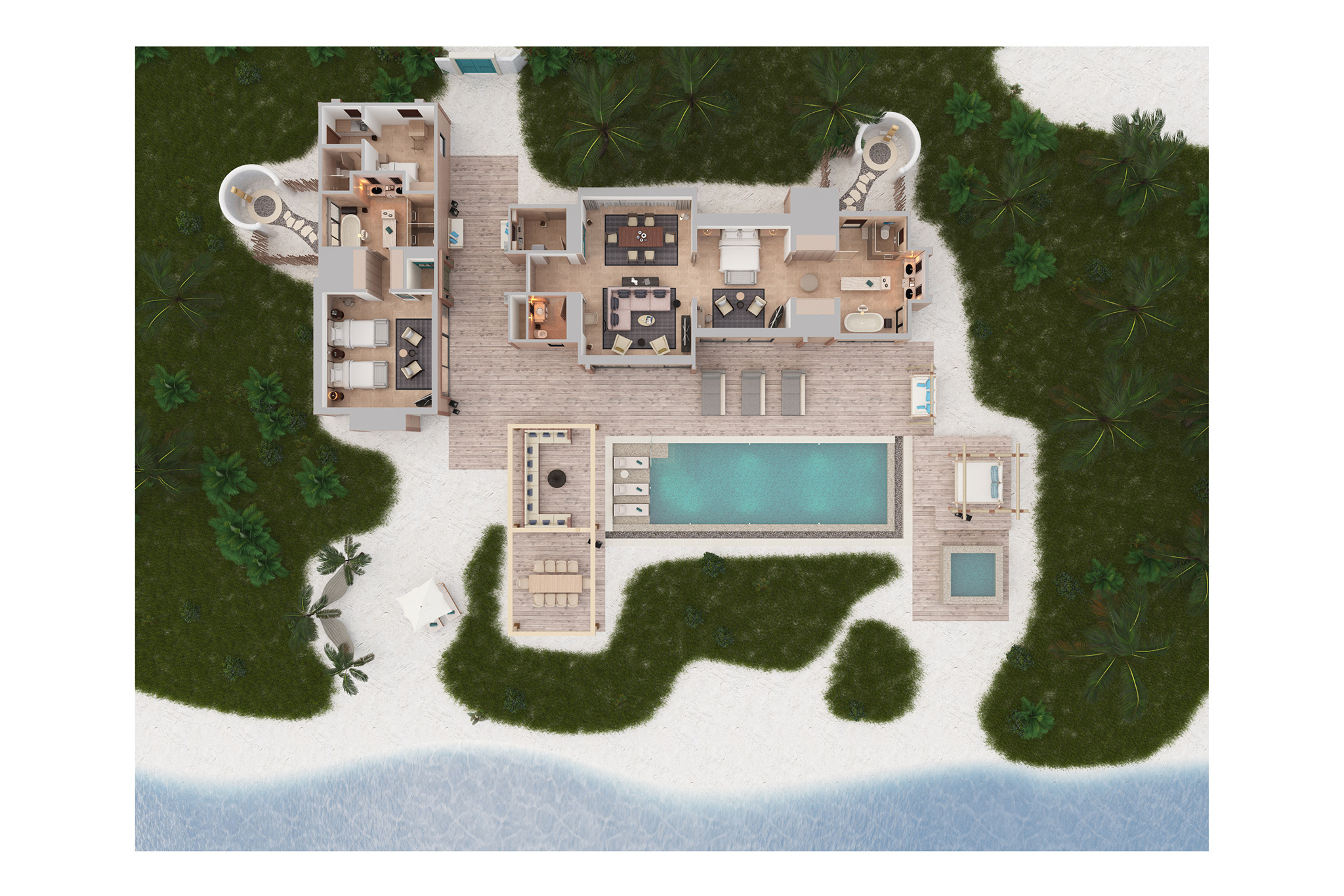 Waldorf Astoria – Two Bedroom Grand Beach Villa with Pool – Floor Plan Waldorf Astoria - Two Bedroom Grand Beach Villa with Pool - Floor Plan