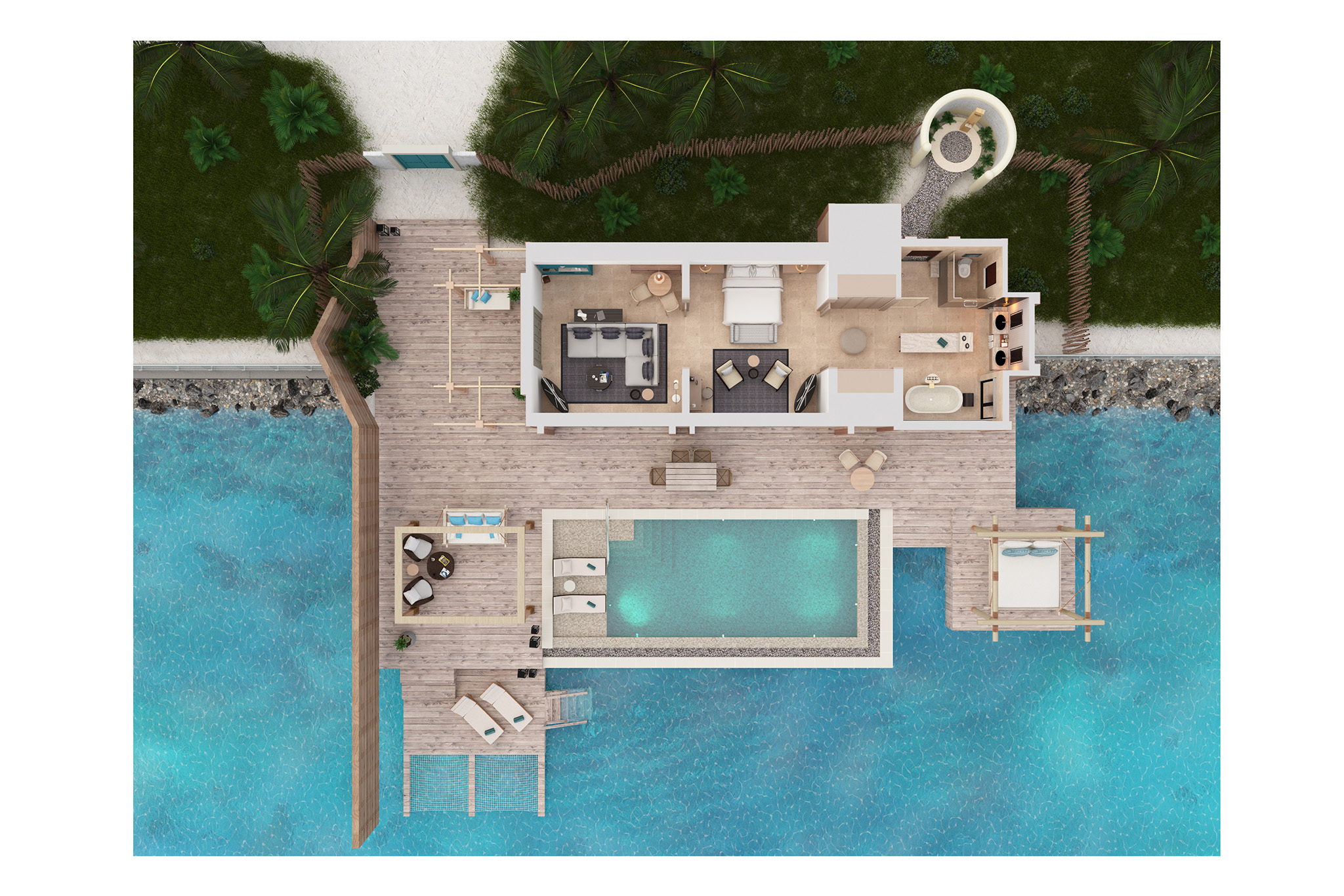 Waldorf Astoria – King Grand Reef Villa with Pool – Floor Plan Waldorf Astoria - King Grand Reef Villa with Pool - Floor Plan