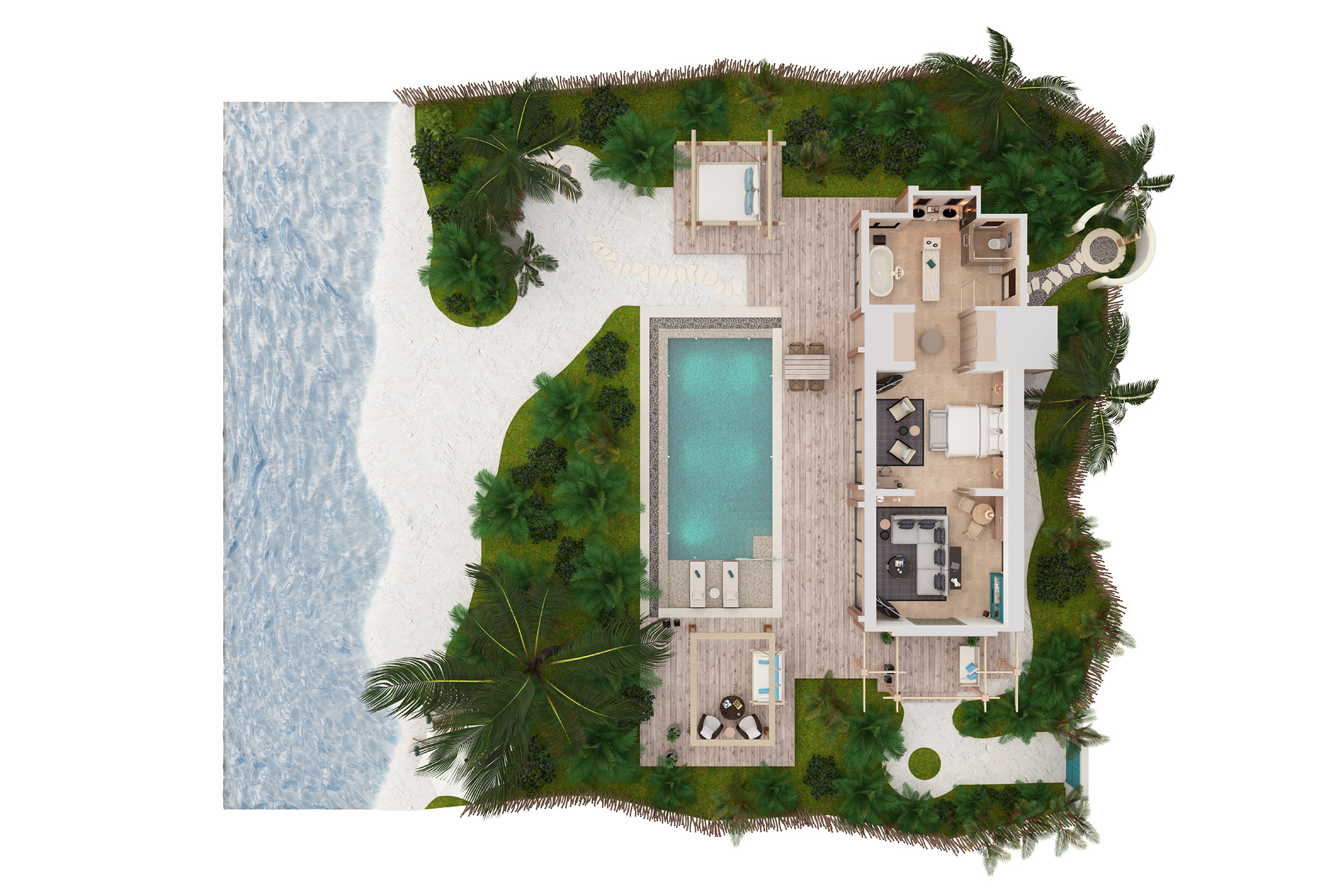 Waldorf Astoria – King Grand Beach Villa with Pool – Floor Plan Waldorf Astoria - King Grand Beach Villa with Pool - Floor Plan
