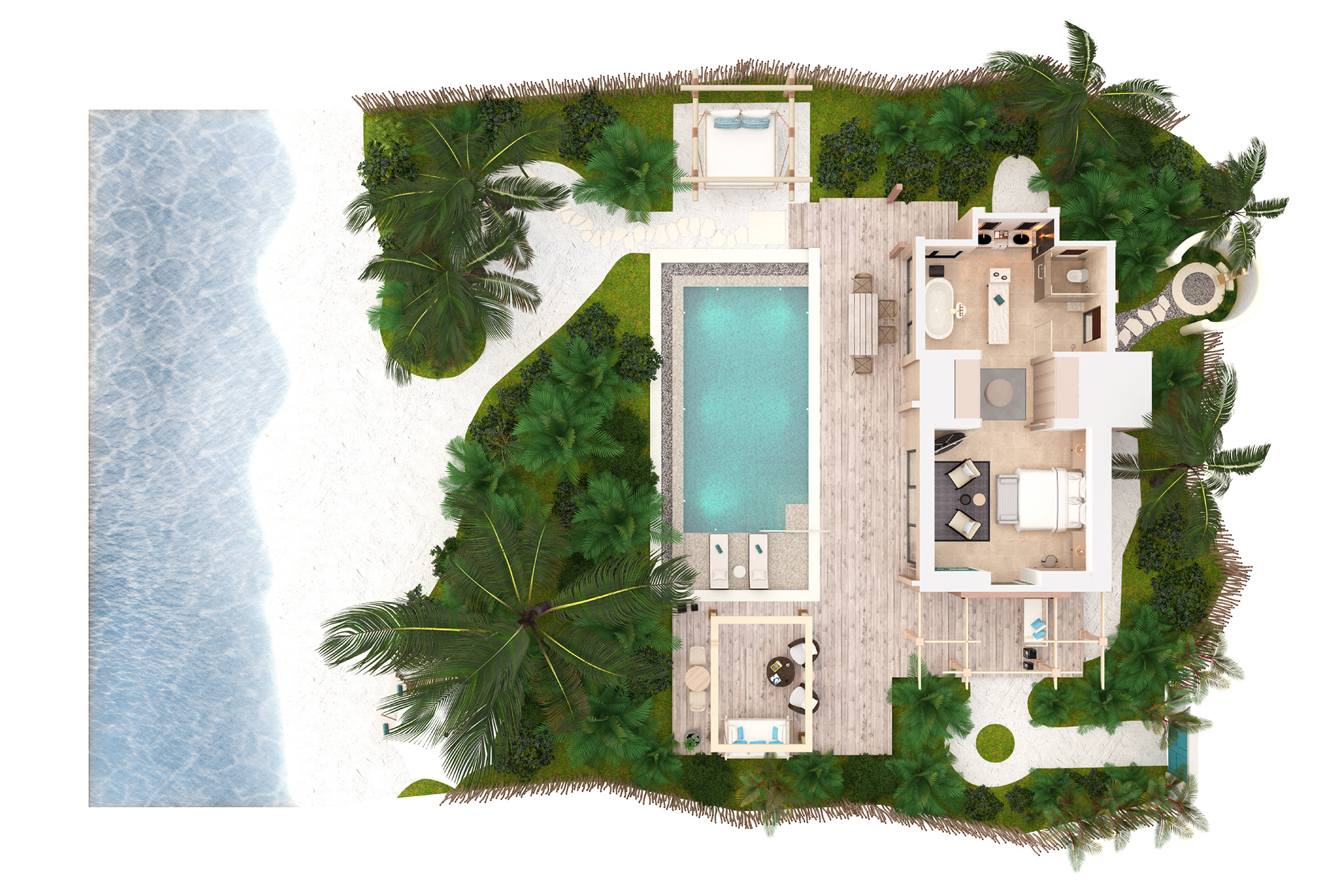 Waldorf Astoria – King Beach Villa with Pool – Floor Plan Waldorf Astoria - King Beach Villa with Pool - Floor Plan