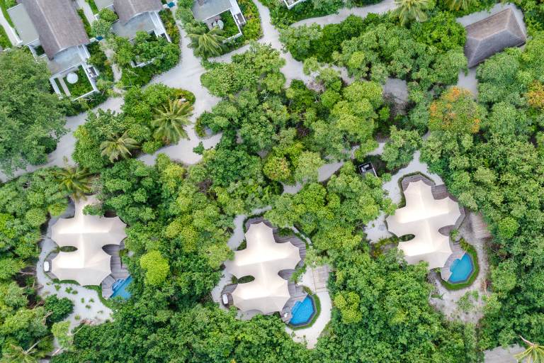 Fairmont Maldives Sirru Fen Fushi Tented Villas aerial