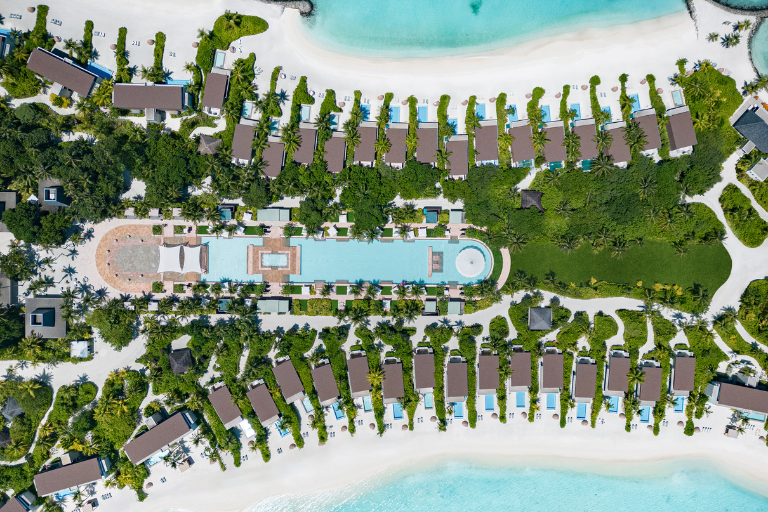 Kuda Villingili Resort Maldives pool aerial