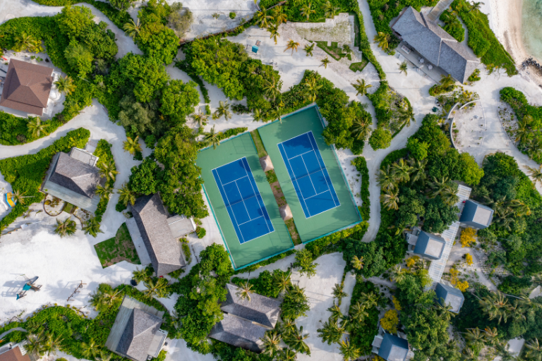 Kuda Villingili Resort Maldives Tennis Courts aerial