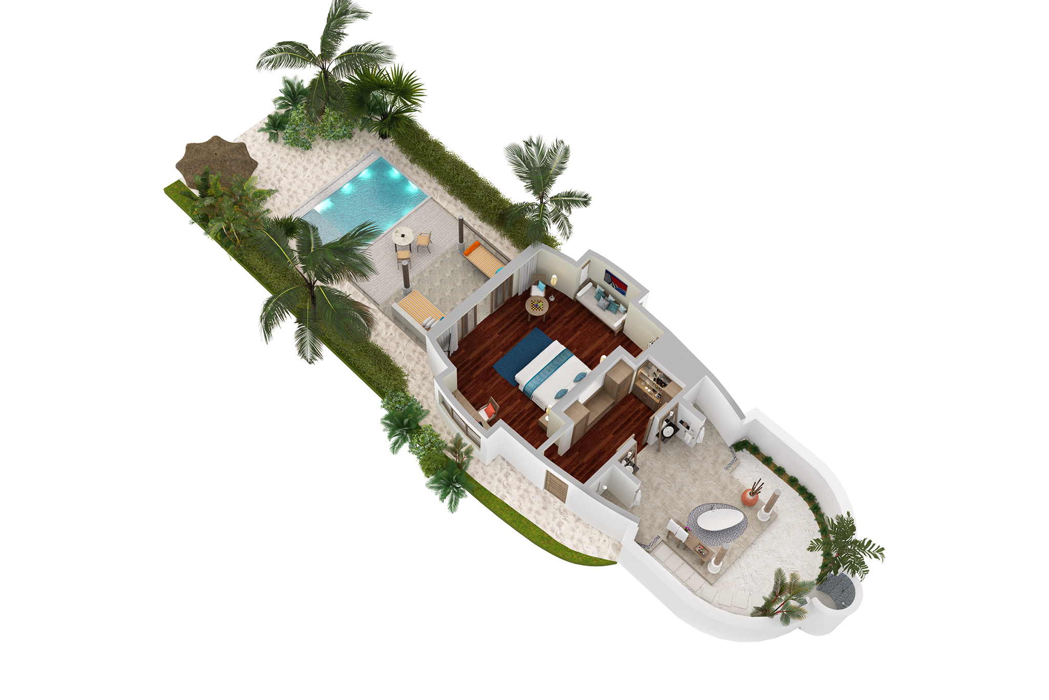 Anantara Dhigu Maldives pool aerial