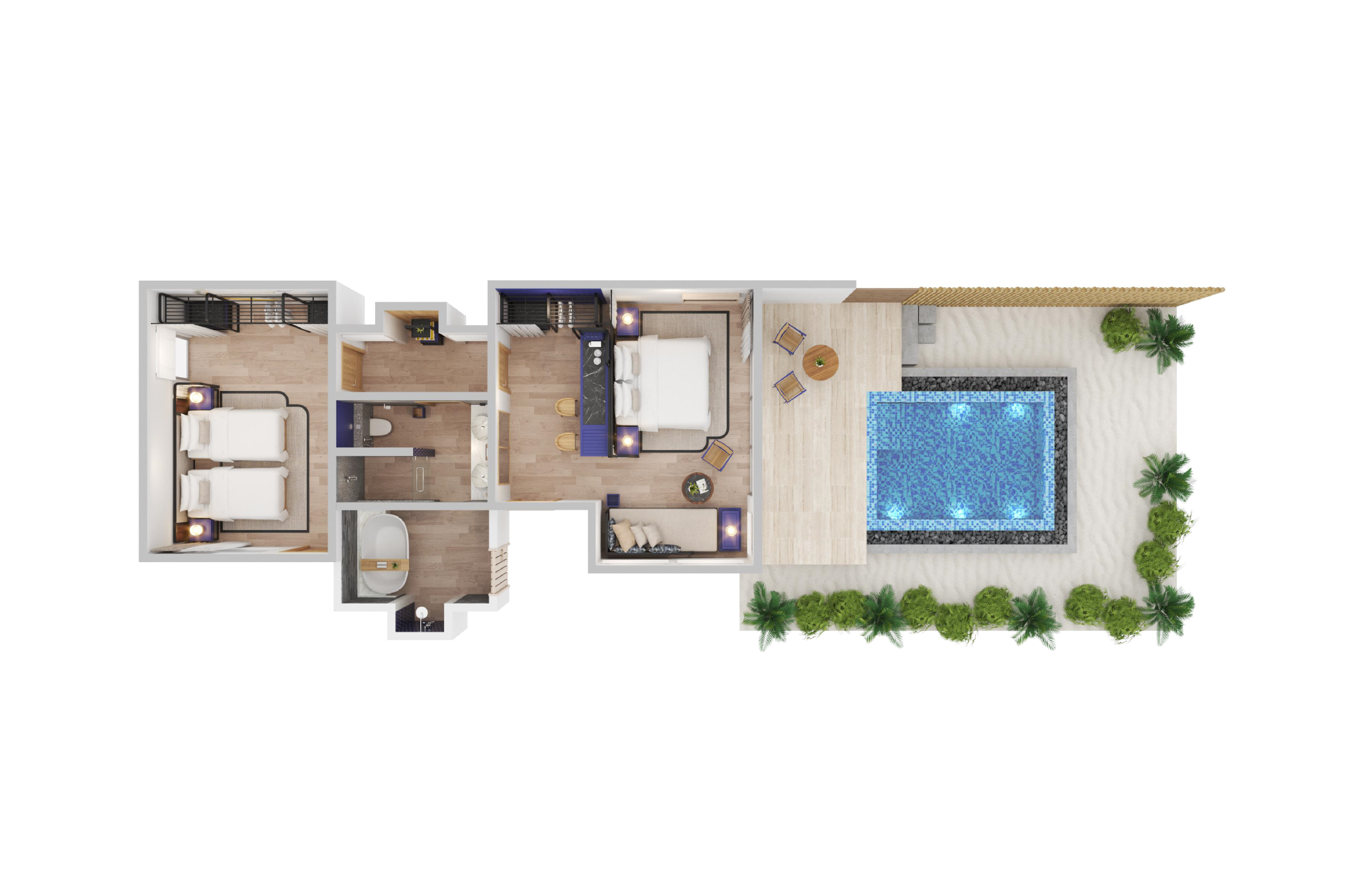 Avani + Fares Two Bedroom Beach Pool Villa Floorplan