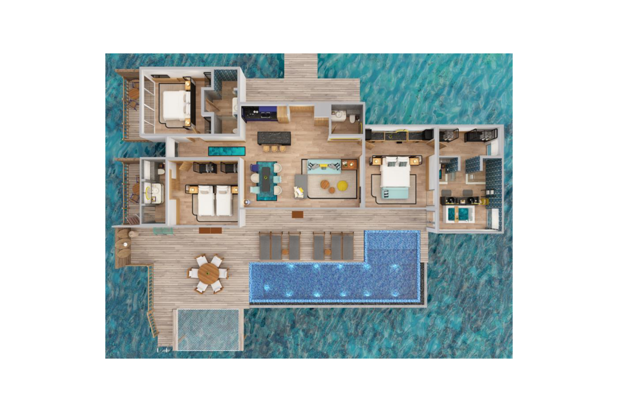 Avani + Fares Three Bedroom Sunset Overwater Pool Villa Floorplan