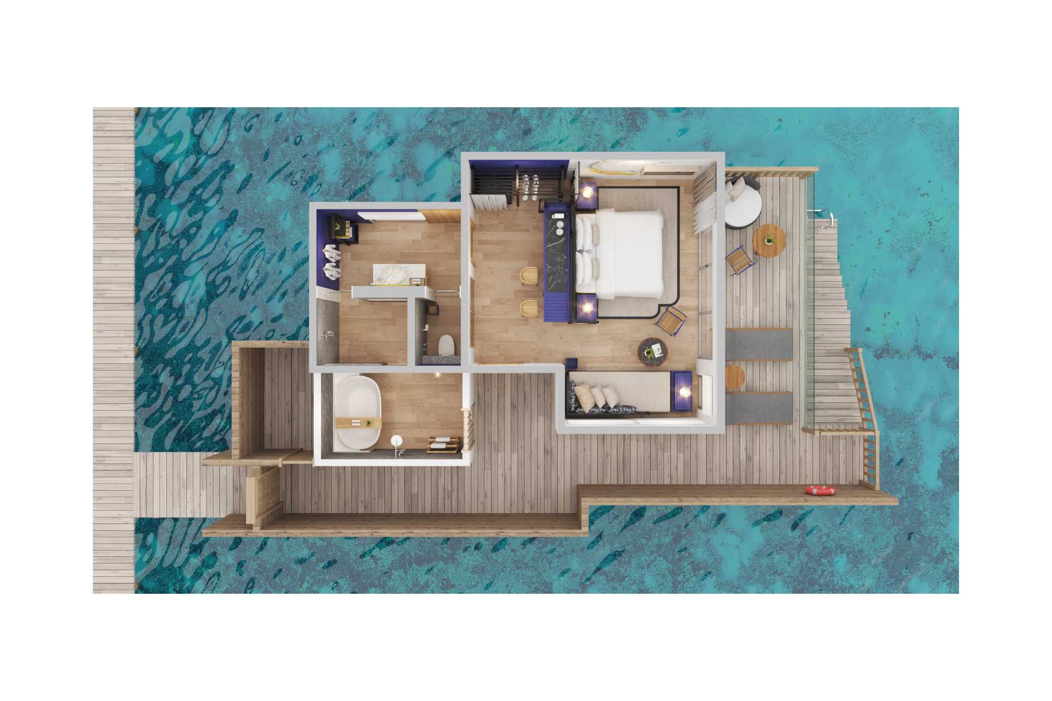 Avani + Fares Overwater villa Floorplan