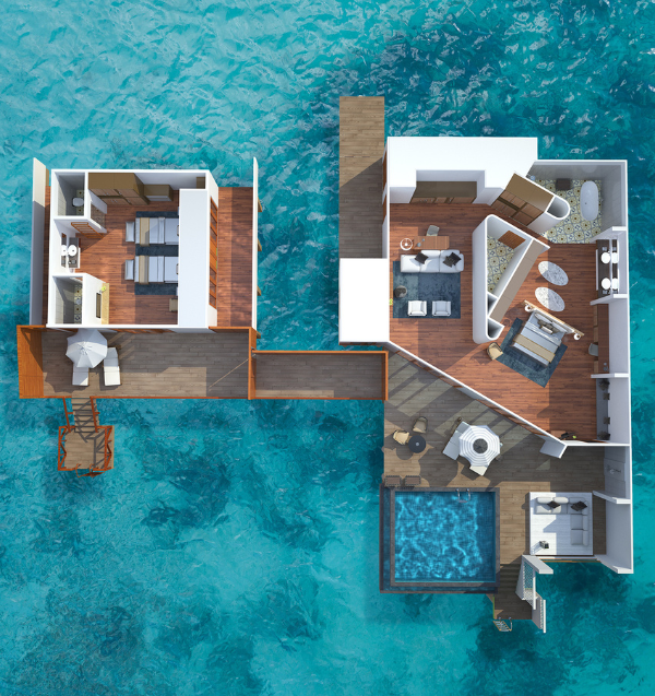 Amilla Maldives Two Bedroom Lagoon Water Pool Villa Floor Plan