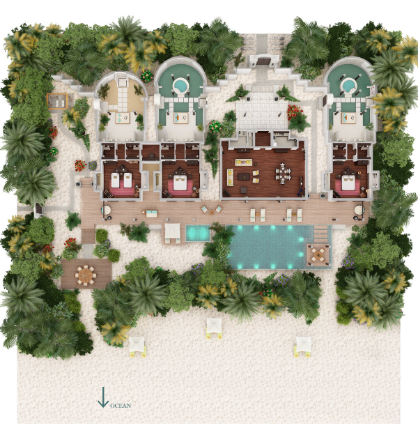 Anantara Kihavah Maldives Three Bedroom Beach Pool Residence Floor Plan