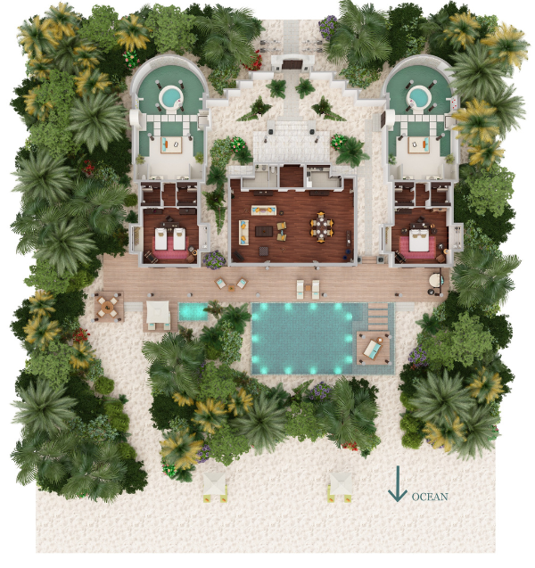 Anantara Kihavah Maldives Two Bedroom Beach Pool Residences Floor Plan