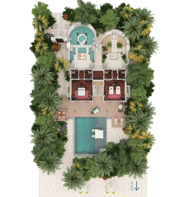 Anantara Kihavah Maldives Two Bedroom Family Beach Pool Villas Floor Plan