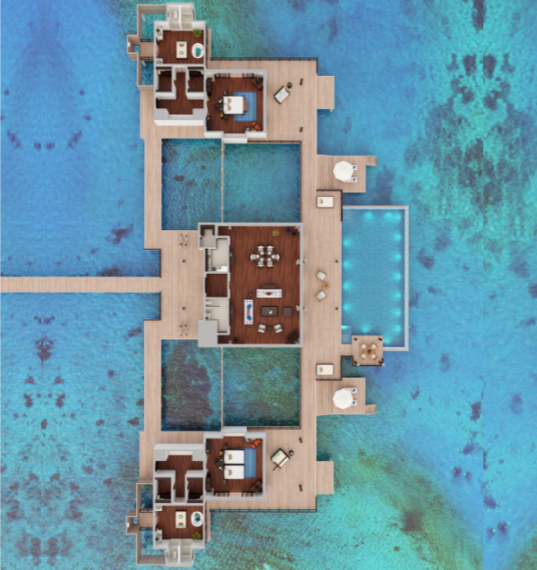 Anantara Kihavah Maldives Two Bedroom Sunset Over Water Residence Floor Plan