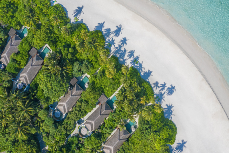 Anantara Kihavah Maldives beach villas aerial