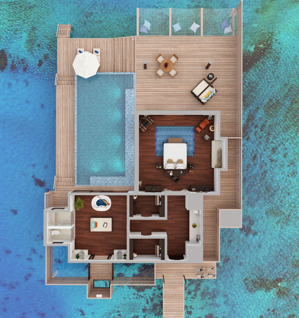 Anantara Kihavah Maldives Over Water Pool Villas Floor Plan