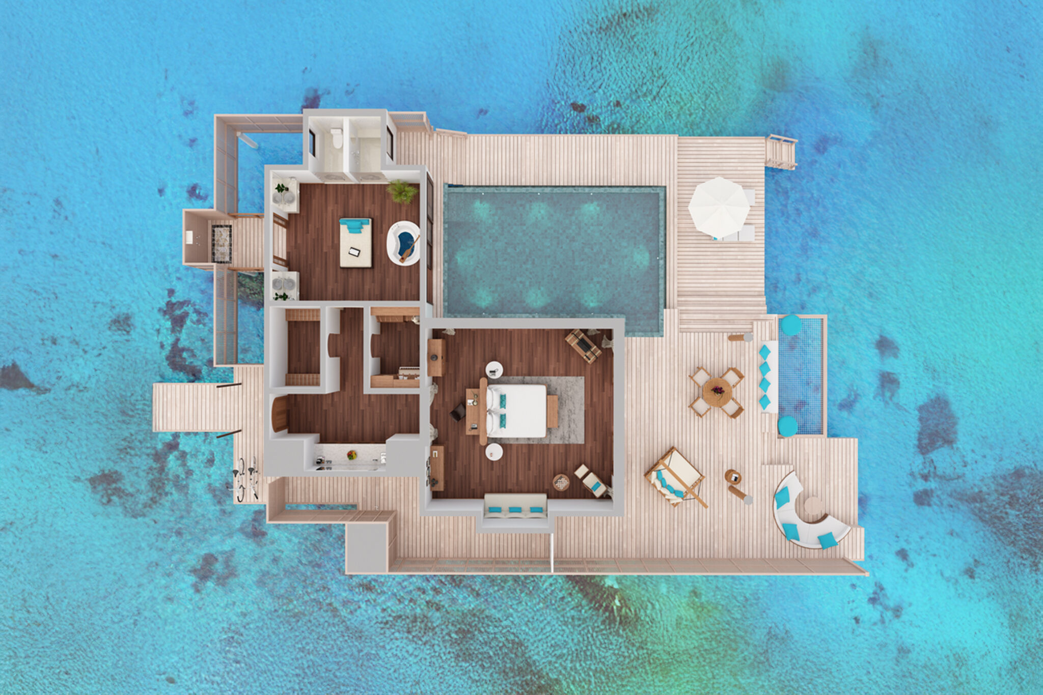 Anantara Kihavah Maldives Over Water Pool Villas Floor Plan