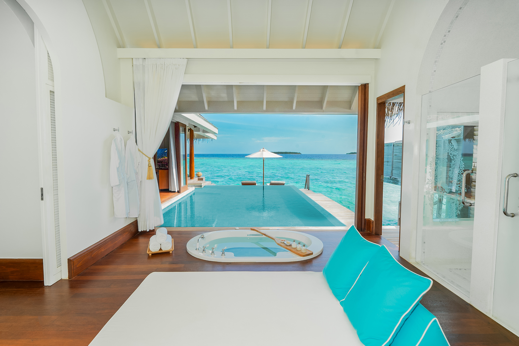 Anantara Kihavah Maldives Sunset Over Water Pool Villas