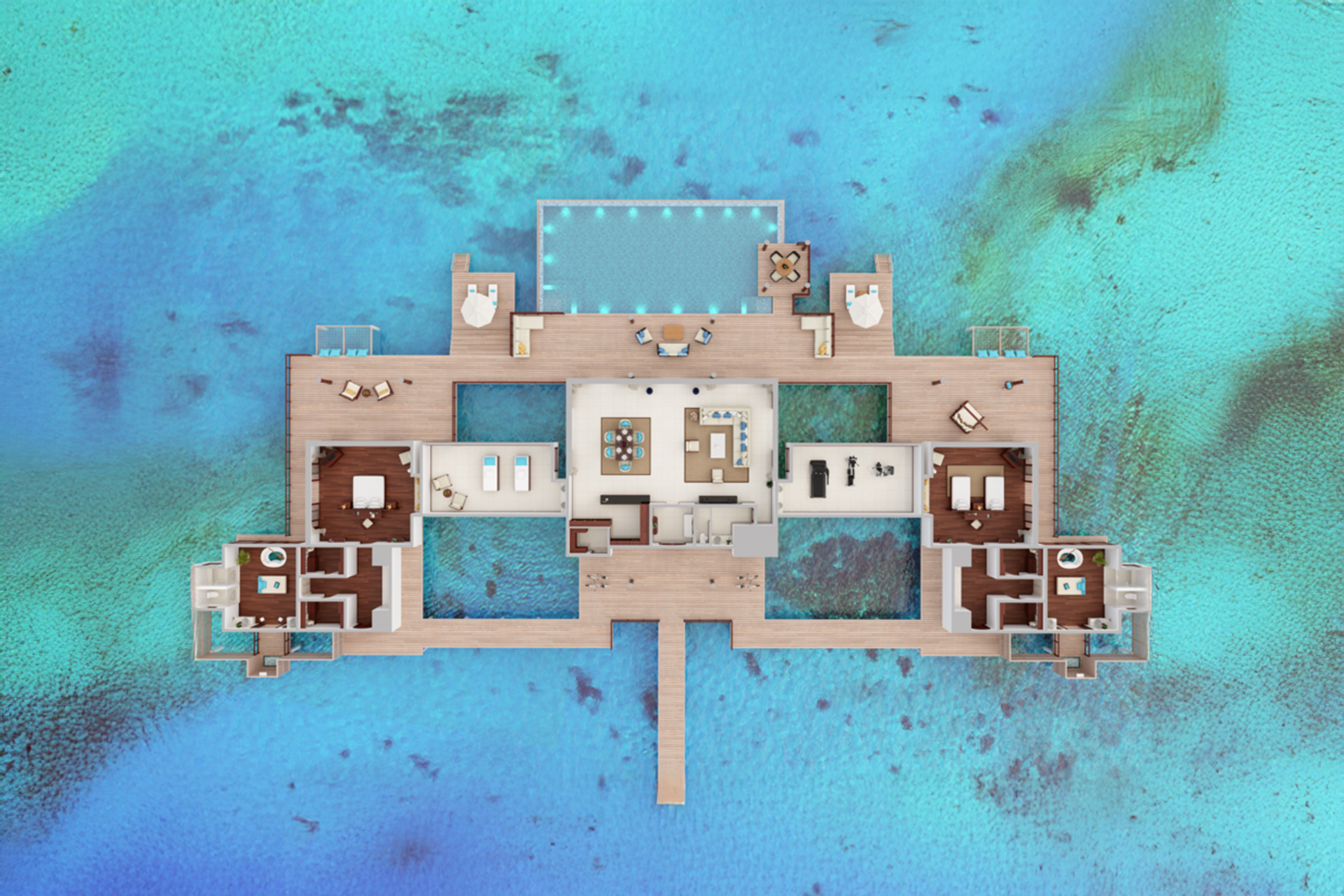 Anantara Kihavah Maldives Two Bedroom Sunset Over Water Residence Floor Plan