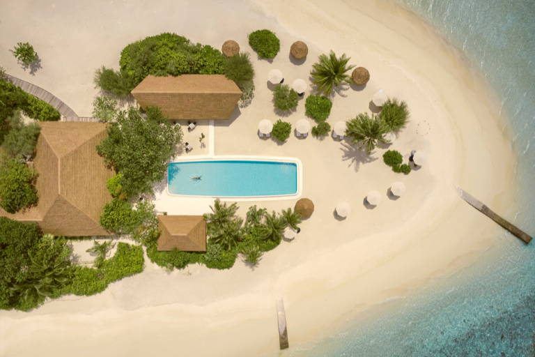 COMO Cocoa Island pool aerial