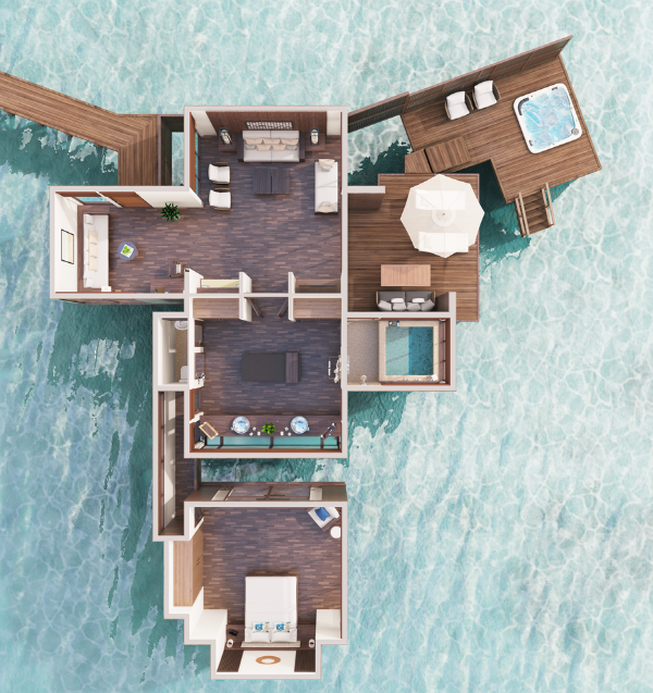 Conrad Maldives Rangali Island Grand Water Villa Floor Plan
