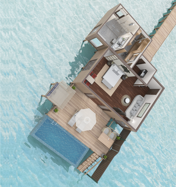 Conrad Maldives Rangali Island Premier Water Villa Floor Plan