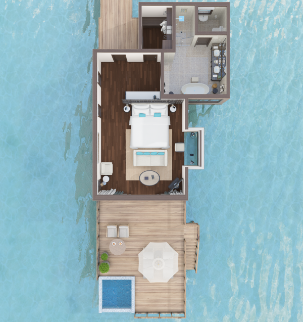 Conrad Maldives Rangali Island Sunrise Water Villa Floor Plan