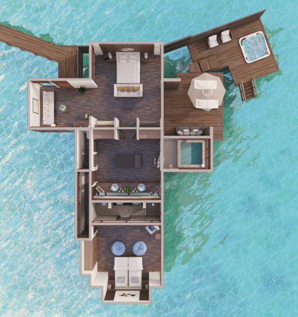 Conrad Maldives Rangali Island Two Bedroom Grand Water Villa Floor Plan