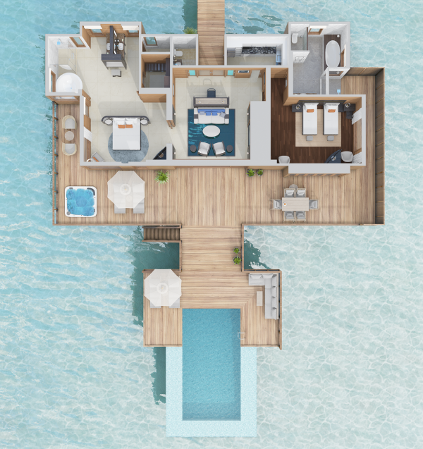 Conrad Maldives Rangali Island Two Bedroom Rangali Ocean Pavilion Floor Plan