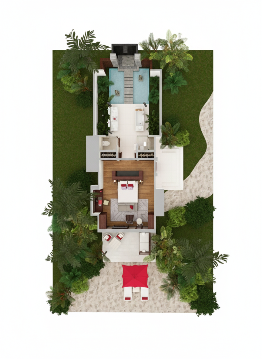 Niyama – Deluxe Beach Villa – floor plan top view Niyama Private Islands Maldives Placeholder Image