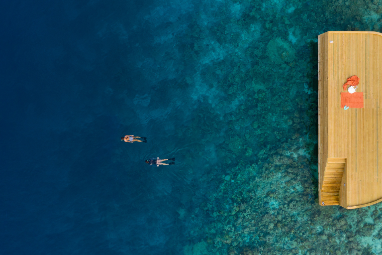 Emerald Faarufushi Resort & Spa Snorkeling aerial