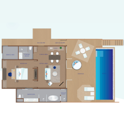 Emerald Faarufushi Resort & Spa Superior Water Villa with Pool Floor Plan