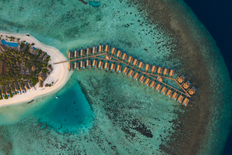Emerald Faarufushi Resort & Spa Water Villas aerial view