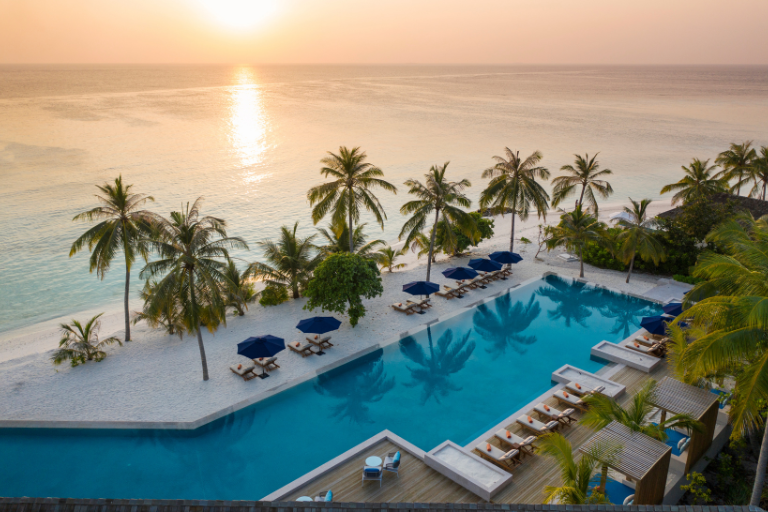 Emerald Faarufushi Resort & Spa pool aerial view