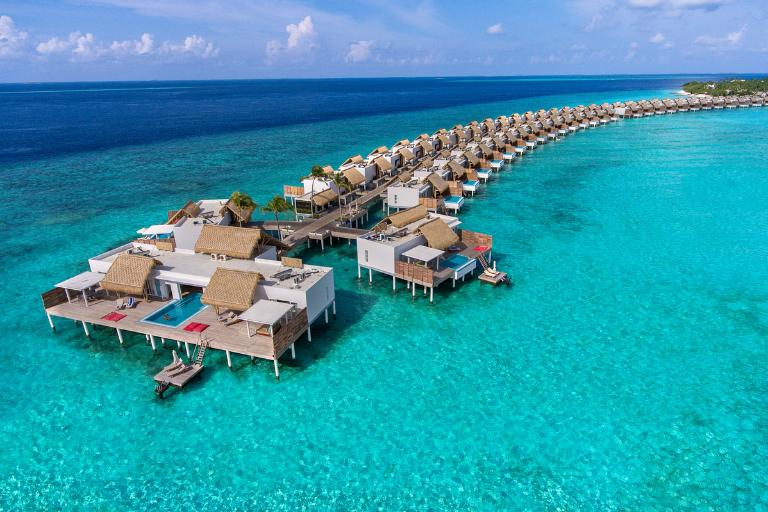Emerald Maldives Resort & Spa Overwater Villas aerial