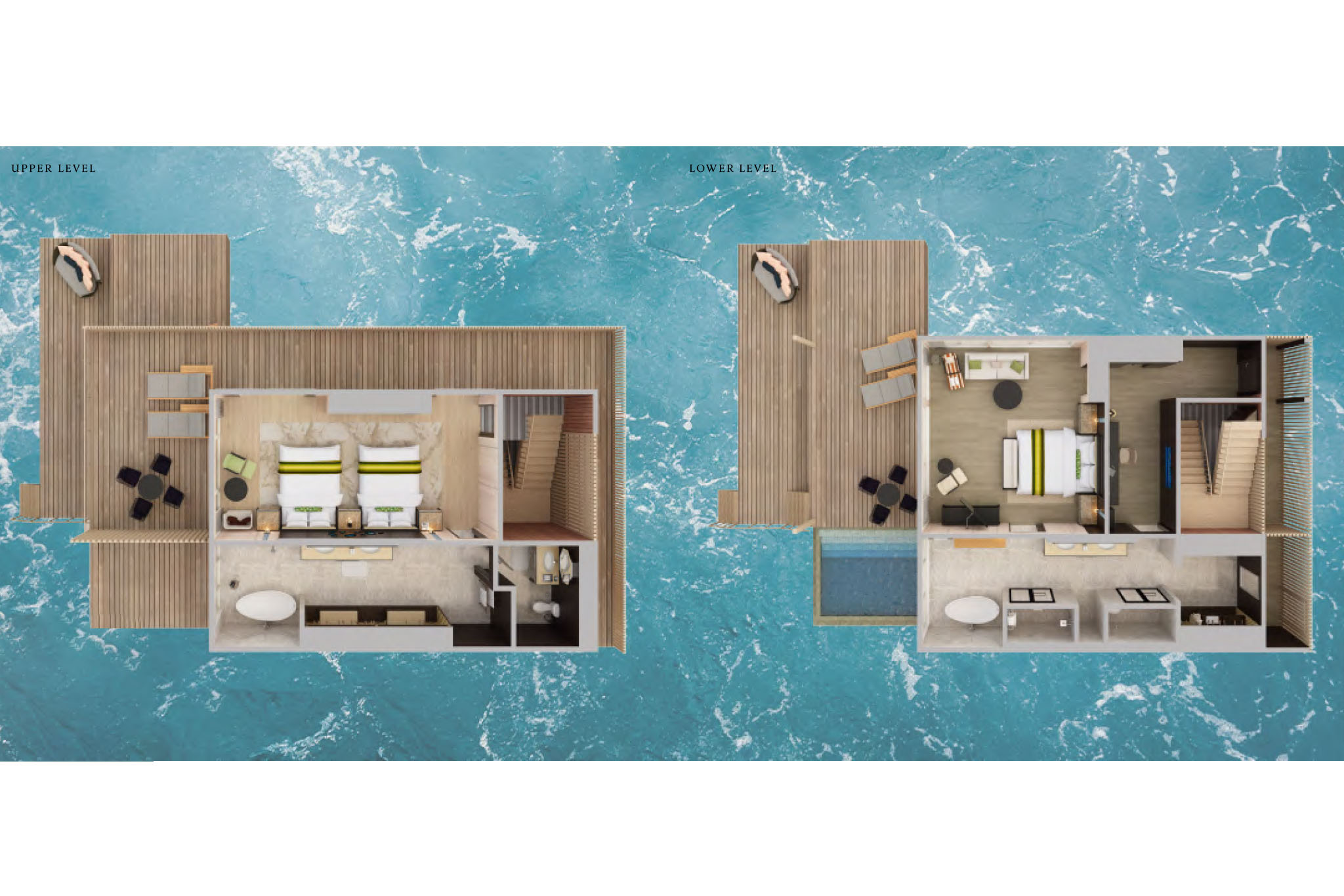 St Regis Maldives - Two Bedroom Sunset Overwater Villa with Pool - Floor Plan