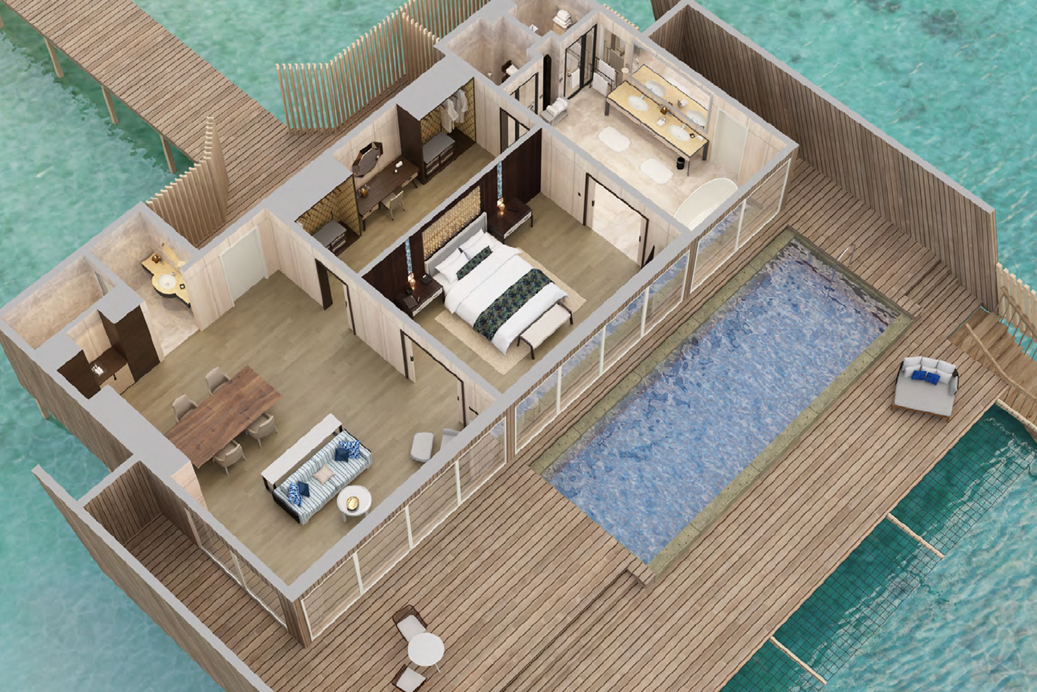 St Regis Maldives - Overwater St. Regis Suite with Pool - Floor Plan