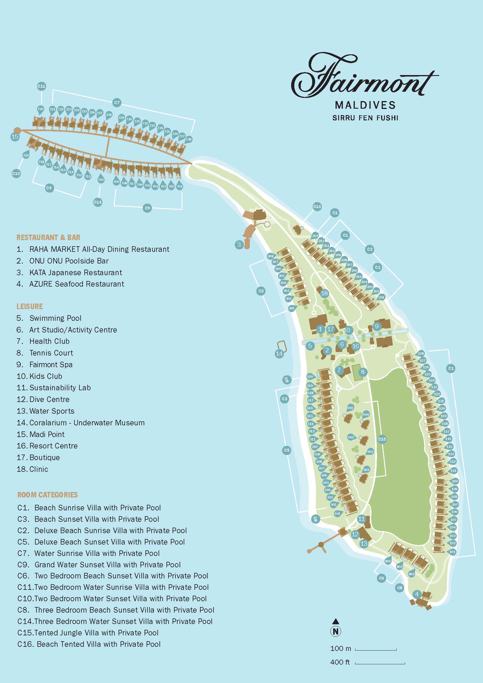 Fairmont Maldives Sirru Fen Fushi Resort Map