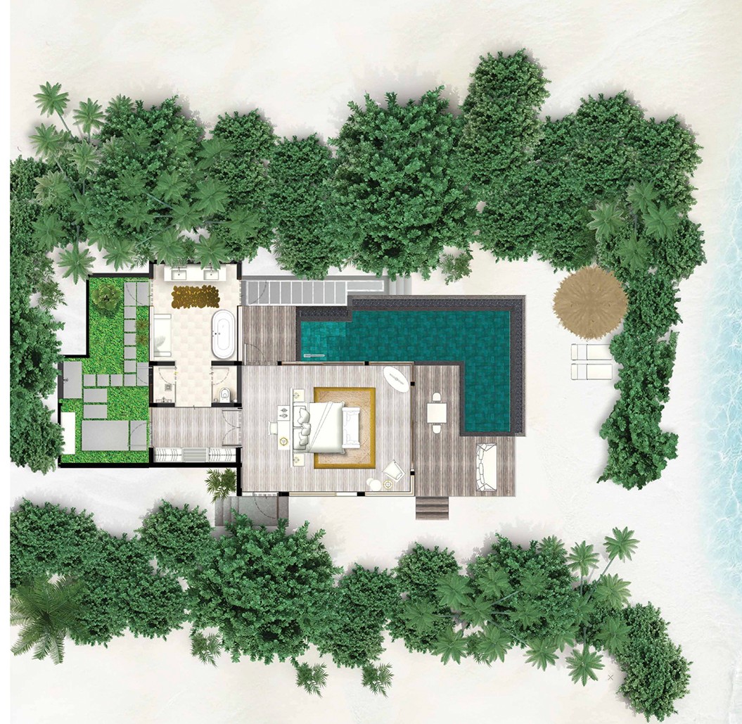 Hilton Maldives Amingiri - One-Bedroom Family Beach Pool Villa Floor Plan