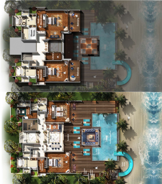 Hideaway Beach Resort & Spa Four Bedroom Sultan Beach Residence with Pool Floor Plan