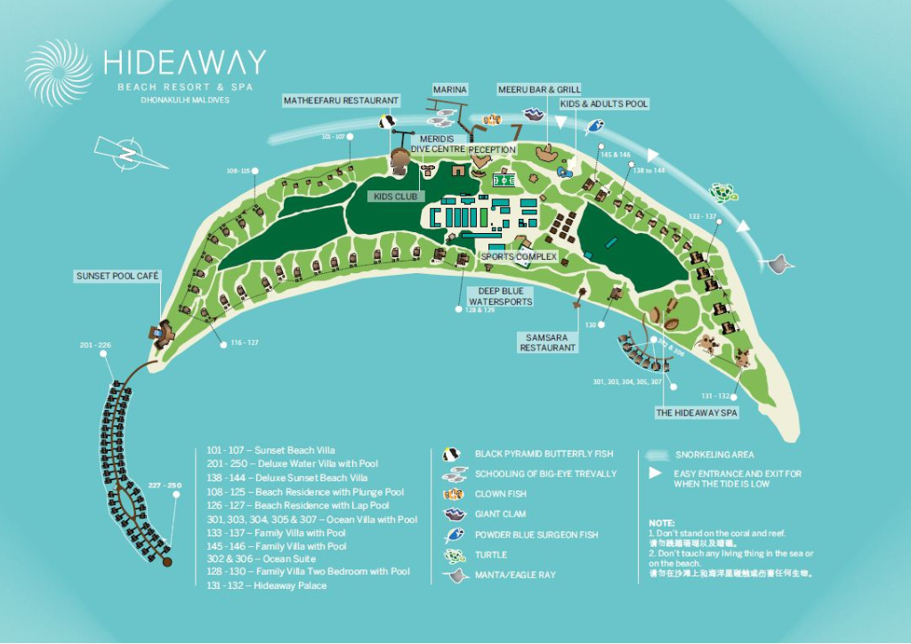 Hideaway Beach Resort & Spa Resort Map