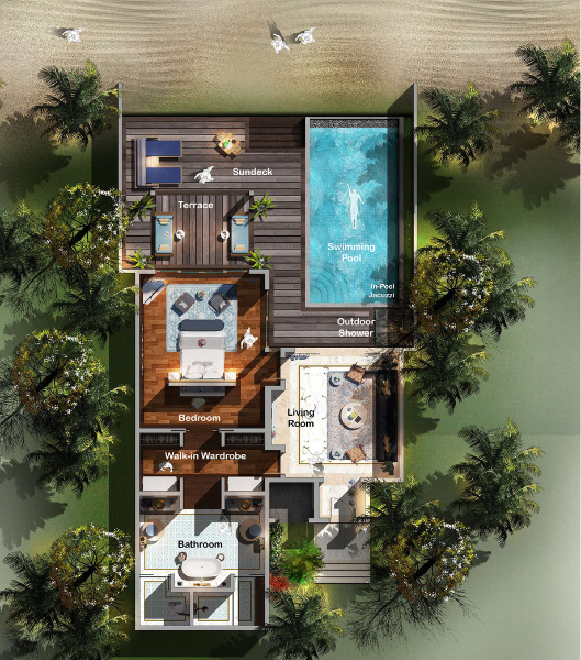 Hideaway Beach Resort & Spa Signature Beach Residence with Pool Floor Plan